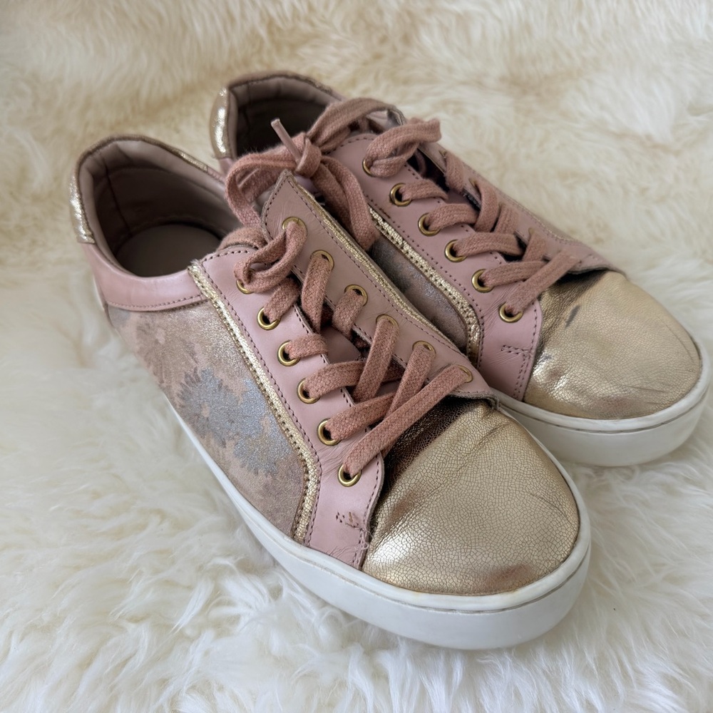 Women’s Pink and Gold Low-Top Sneakers
